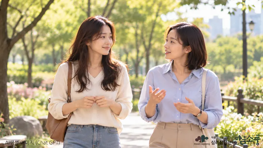 자신의 속도에 맞게 관계를 경험하며 편안함을 회복하는 모습